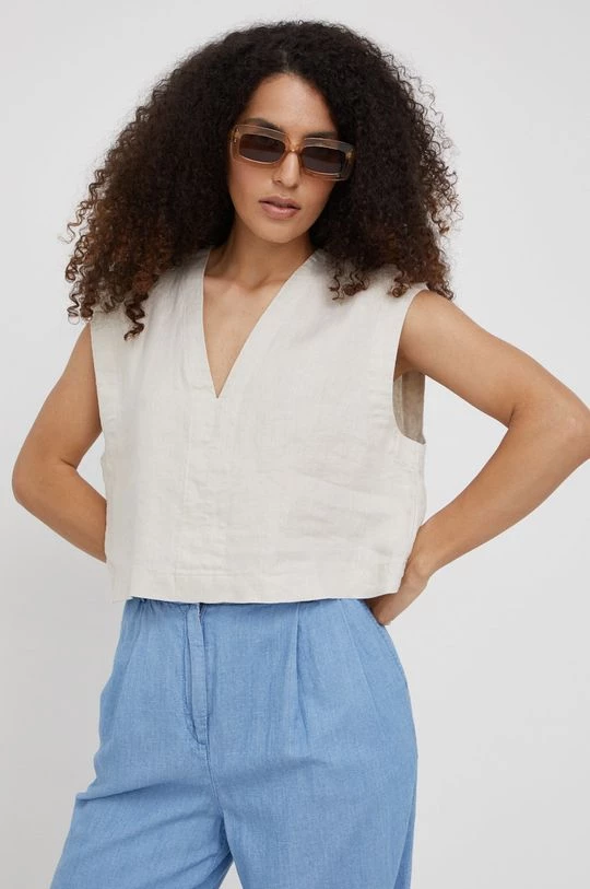 Γυναικεία Μπλούζες Λευκή μπλούζα Sisley μπεζ 1 Γυναικεία Μπλούζες Λευκή μπλούζα Sisley μπεζ