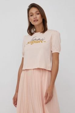 Γυναικεία Κοντομάνικο Βαμβακερό μπλουζάκι Sisley πορτοκαλί