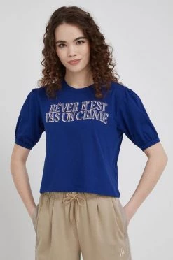 Γυναικεία Κοντομάνικο Βαμβακερό μπλουζάκι Sisley ναυτικό μπλε -Εξοδος Sisley Κατάστημα unnamed file 3750