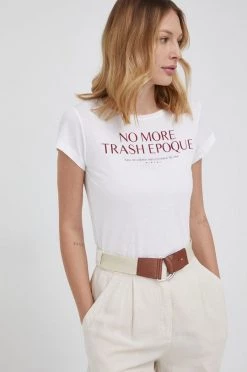 Γυναικεία Κοντομάνικο Βαμβακερό μπλουζάκι Sisley άσπρο -Εξοδος Sisley Κατάστημα unnamed file 4001