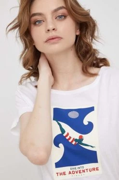 Γυναικεία Κοντομάνικο Βαμβακερό μπλουζάκι Sisley άσπρο -Εξοδος Sisley Κατάστημα unnamed file 4035