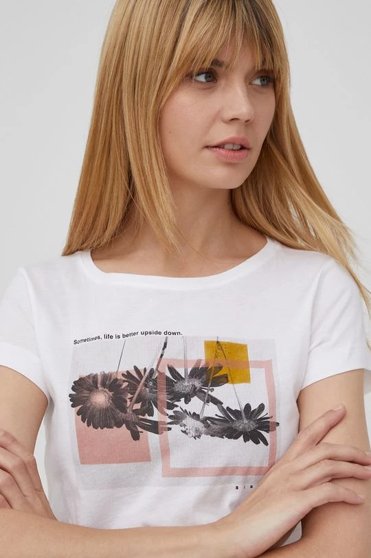 Γυναικεία Κοντομάνικο Βαμβακερό μπλουζάκι Sisley άσπρο 4 Γυναικεία Κοντομάνικο Βαμβακερό μπλουζάκι Sisley άσπρο - Image 4