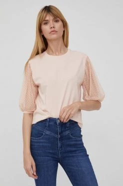 Γυναικεία Κοντομάνικο Μπλουζάκι Sisley χρώμα: πορτοκαλί