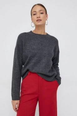 Γυναικεία Χωρίς φερμουάρ Πουλόβερ με προσθήκη μαλλιού Sisley χρώμα: γκρι,