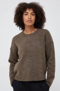 Γυναικεία Χωρίς φερμουάρ Πουλόβερ με προσθήκη μαλλιού Sisley χρώμα: καφέ,