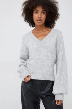 Γυναικεία Χωρίς φερμουάρ Πουλόβερ με προσθήκη μαλλιού Sisley χρώμα: γκρι,