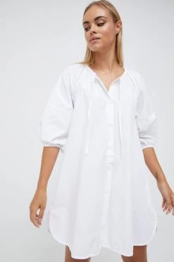 Γυναικεία Φορέματα Βαμβακερό φόρεμα Sisley άσπρο,