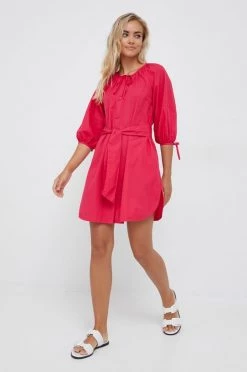 Γυναικεία Φορέματα Βαμβακερό φόρεμα Sisley ροζ,