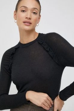 Γυναικεία Μακρυμάνικο Πουκάμισο μακρυμάνικο με μείγμα μαλλιού Sisley μαύρο -Εξοδος Sisley Κατάστημα unnamed file 951