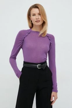 Γυναικεία Μακρυμάνικο Πουκάμισο μακρυμάνικο με μείγμα μαλλιού Sisley μοβ -Εξοδος Sisley Κατάστημα unnamed file 989