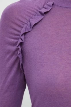 Γυναικεία Μακρυμάνικο Πουκάμισο μακρυμάνικο με μείγμα μαλλιού Sisley μοβ -Εξοδος Sisley Κατάστημα unnamed file 990